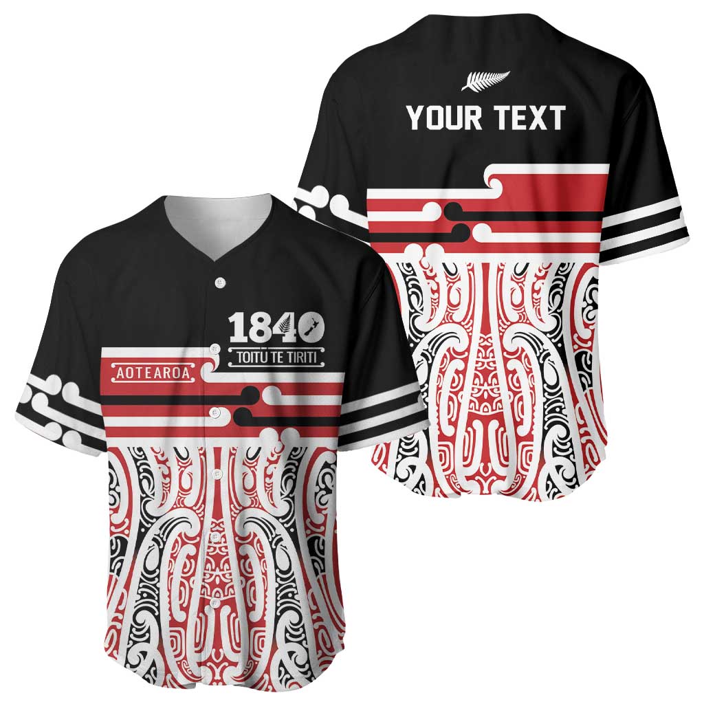 Personalised Toitu Te Tiriti Aotearoa 1840 Baseball Jersey Red Kowhaiwhai Puhoro LT9 - Polynesian Pride