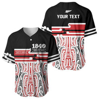 Personalised Toitu Te Tiriti Aotearoa 1840 Baseball Jersey Red Kowhaiwhai Puhoro LT9 - Polynesian Pride