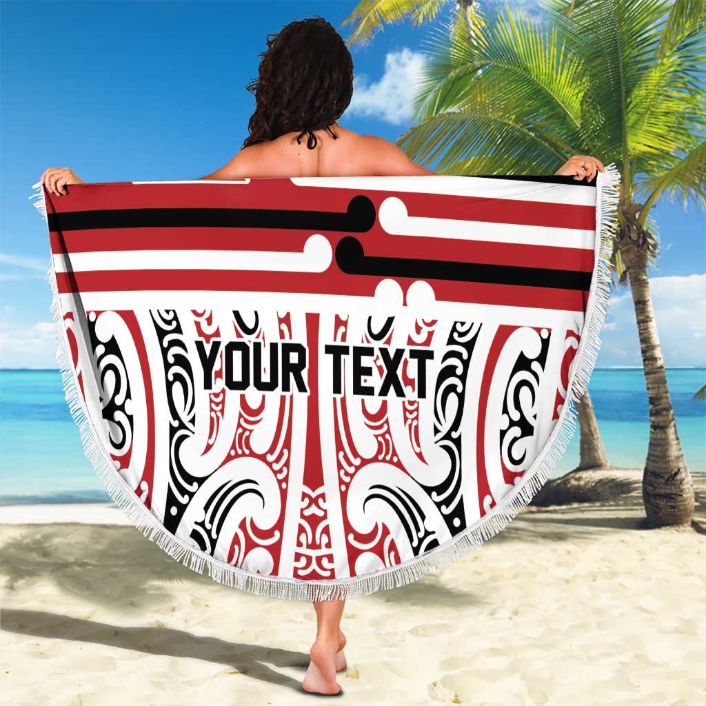 Personalised Toitu Te Tiriti Aotearoa 1840 Beach Blanket Red Kowhaiwhai Puhoro LT9 - Polynesian Pride