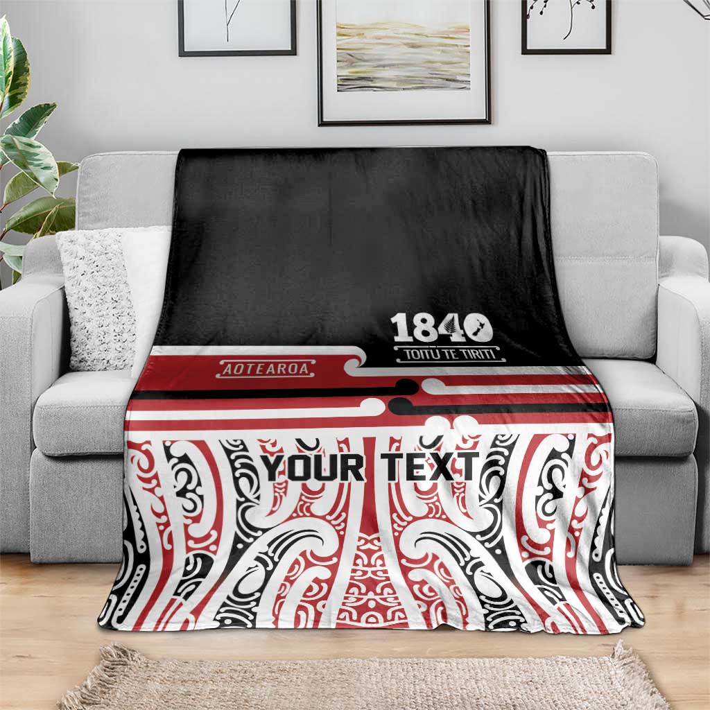 Personalised Toitu Te Tiriti Aotearoa 1840 Blanket Red Kowhaiwhai Puhoro LT9 - Polynesian Pride