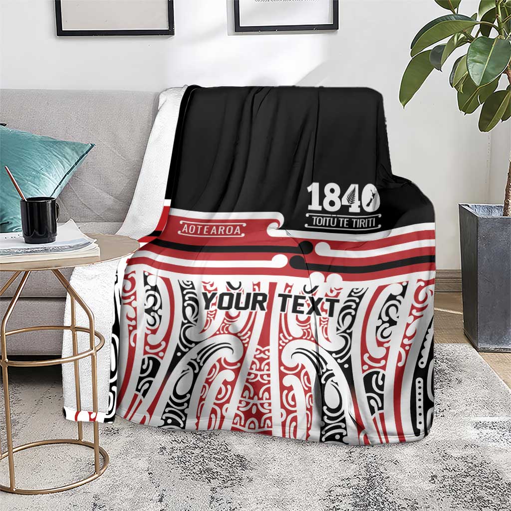 Personalised Toitu Te Tiriti Aotearoa 1840 Blanket Red Kowhaiwhai Puhoro LT9 - Polynesian Pride