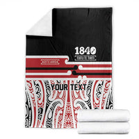 Personalised Toitu Te Tiriti Aotearoa 1840 Blanket Red Kowhaiwhai Puhoro LT9 - Polynesian Pride