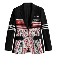 Personalised Toitu Te Tiriti Aotearoa 1840 Blazer Red Kowhaiwhai Puhoro LT9 Unisex Black - Polynesian Pride