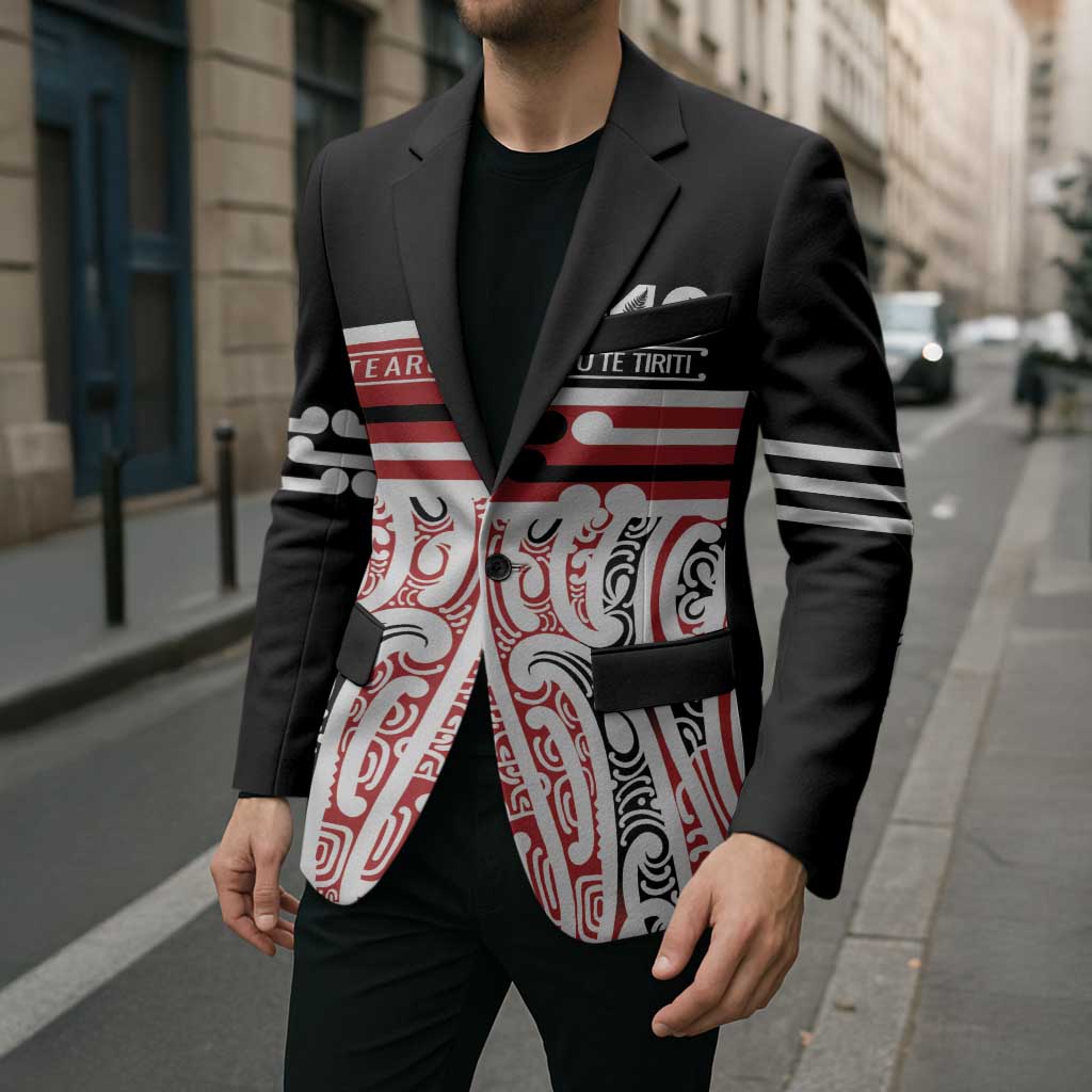 Personalised Toitu Te Tiriti Aotearoa 1840 Blazer Red Kowhaiwhai Puhoro LT9 - Polynesian Pride