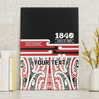 Personalised Toitu Te Tiriti Aotearoa 1840 Canvas Wall Art Red Kowhaiwhai Puhoro LT9 Without Frame Black - Polynesian Pride
