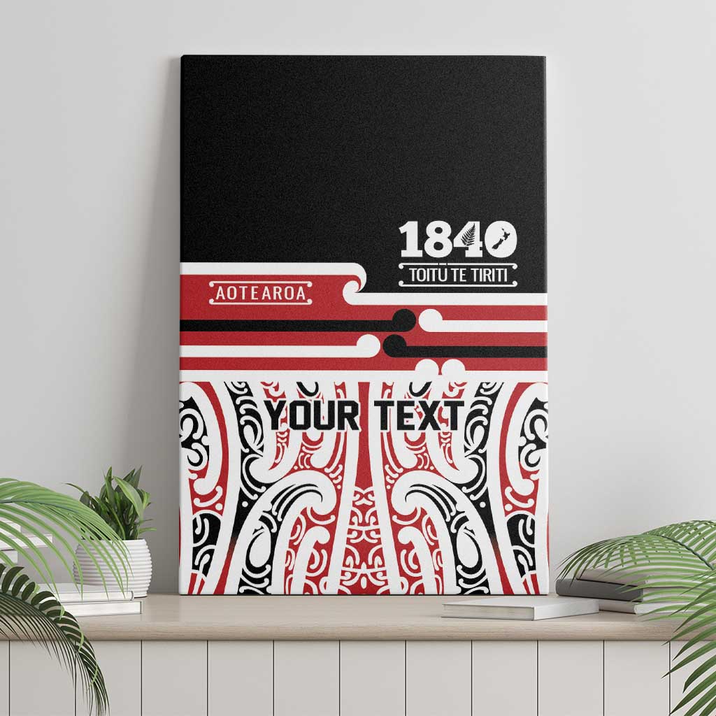 Personalised Toitu Te Tiriti Aotearoa 1840 Canvas Wall Art Red Kowhaiwhai Puhoro LT9 - Polynesian Pride