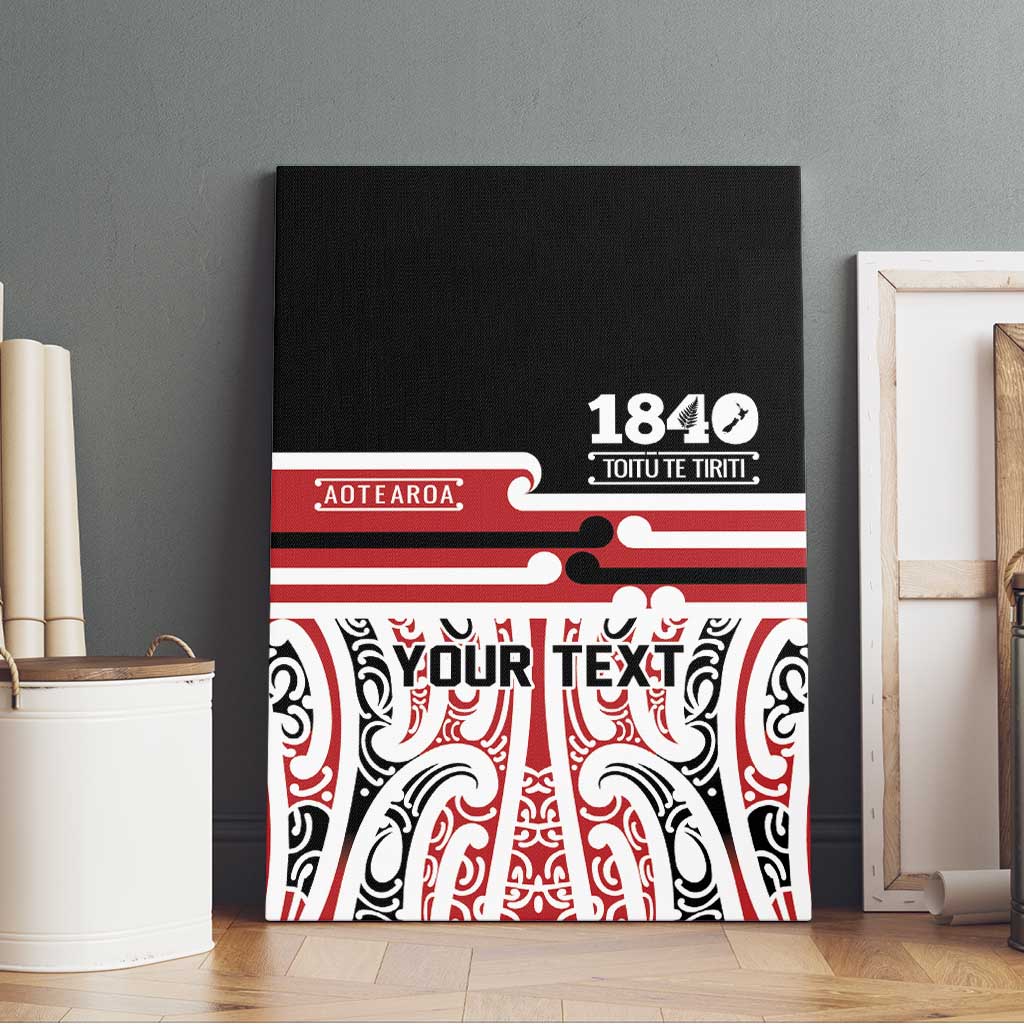 Personalised Toitu Te Tiriti Aotearoa 1840 Canvas Wall Art Red Kowhaiwhai Puhoro LT9 - Polynesian Pride