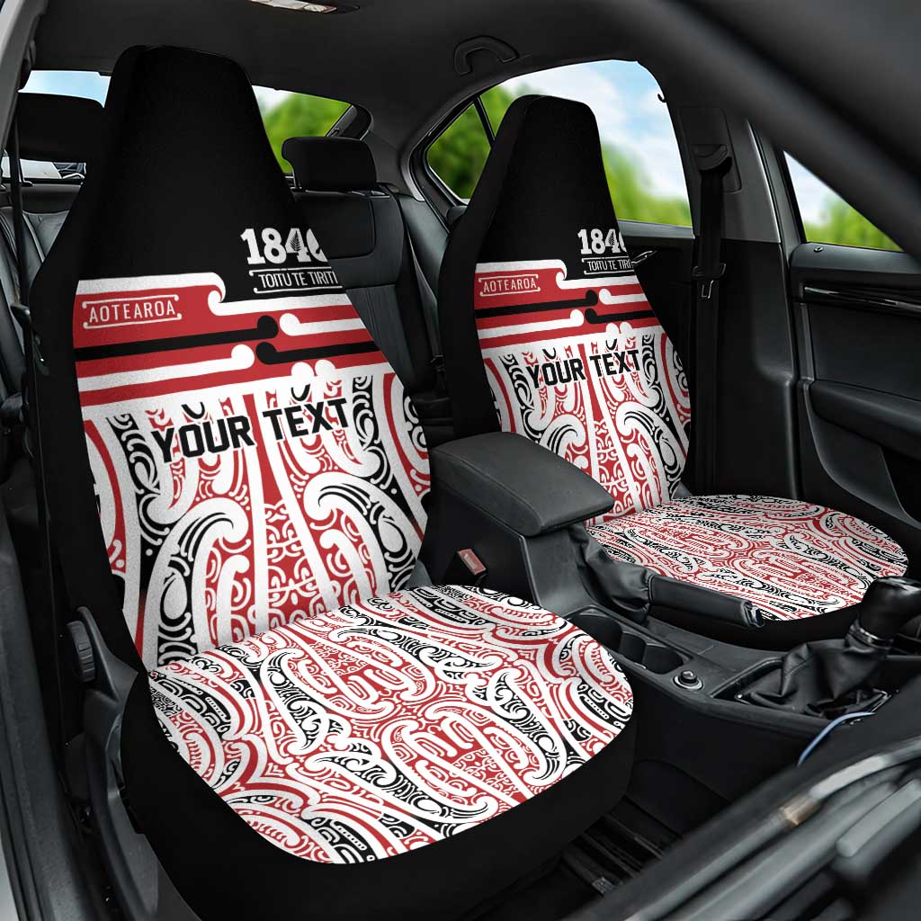 Personalised Toitu Te Tiriti Aotearoa 1840 Car Seat Cover Red Kowhaiwhai Puhoro - Polynesian Pride