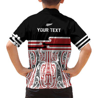 Personalised Toitu Te Tiriti Aotearoa 1840 Family Matching Off Shoulder Maxi Dress and Hawaiian Shirt Red Kowhaiwhai Puhoro - Polynesian Pride