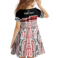 Personalised Toitu Te Tiriti Aotearoa 1840 Family Matching Off Shoulder Maxi Dress and Hawaiian Shirt Red Kowhaiwhai Puhoro - Polynesian Pride