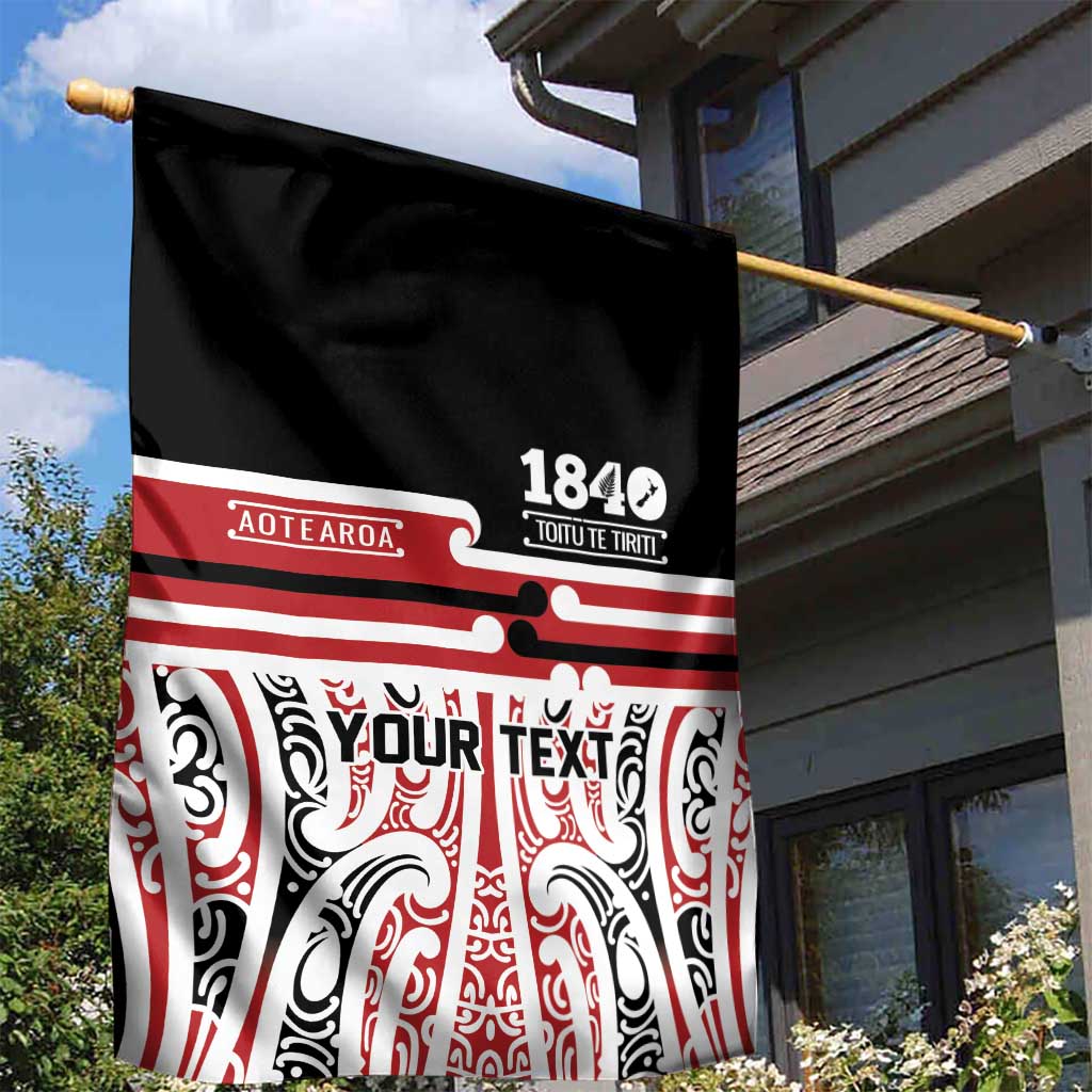 Personalised Toitu Te Tiriti Aotearoa 1840 Garden Flag Red Kowhaiwhai Puhoro LT9 - Polynesian Pride