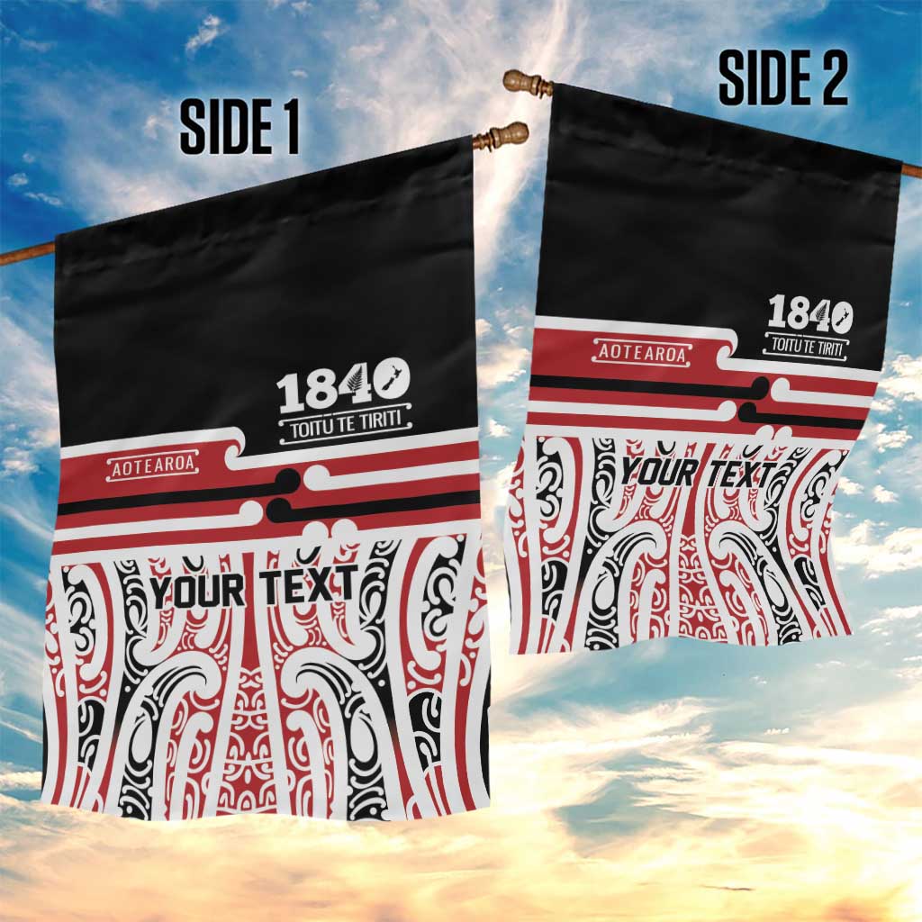 Personalised Toitu Te Tiriti Aotearoa 1840 Garden Flag Red Kowhaiwhai Puhoro LT9 - Polynesian Pride