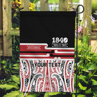 Personalised Toitu Te Tiriti Aotearoa 1840 Garden Flag Red Kowhaiwhai Puhoro LT9 Garden Flag Black - Polynesian Pride