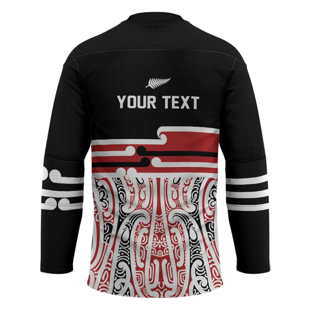 Personalised Toitu Te Tiriti Aotearoa 1840 Hockey Jersey Red Kowhaiwhai Puhoro - Polynesian Pride