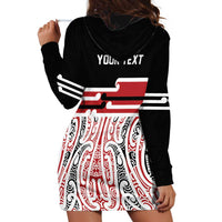 Personalised Toitu Te Tiriti Aotearoa 1840 Hoodie Dress Red Kowhaiwhai Puhoro - Polynesian Pride