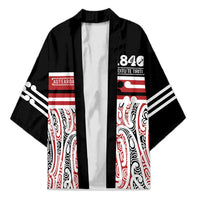 Personalised Toitu Te Tiriti Aotearoa 1840 Kimono Red Kowhaiwhai Puhoro LT9 Unisex Black - Polynesian Pride
