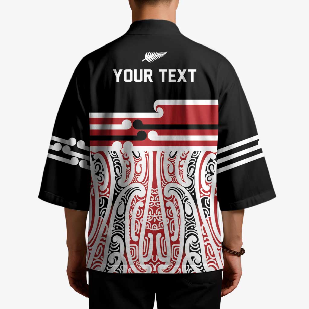 Personalised Toitu Te Tiriti Aotearoa 1840 Kimono Red Kowhaiwhai Puhoro LT9 - Polynesian Pride
