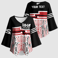 Personalised Toitu Te Tiriti Aotearoa 1840 Kimono Sleeve Blouse Red Kowhaiwhai Puhoro LT9 - Polynesian Pride