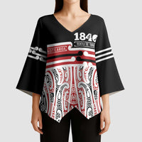 Personalised Toitu Te Tiriti Aotearoa 1840 Kimono Sleeve Blouse Red Kowhaiwhai Puhoro LT9 - Polynesian Pride