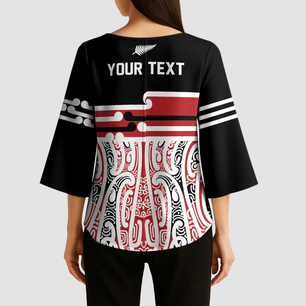Personalised Toitu Te Tiriti Aotearoa 1840 Kimono Sleeve Blouse Red Kowhaiwhai Puhoro LT9 - Polynesian Pride