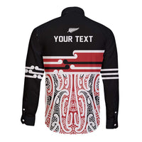 Personalised Toitu Te Tiriti Aotearoa 1840 Long Sleeve Button Shirt Red Kowhaiwhai Puhoro LT9 - Polynesian Pride