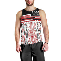 Personalised Toitu Te Tiriti Aotearoa 1840 Men Tank Top Red Kowhaiwhai Puhoro - Polynesian Pride