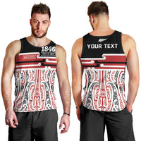 Personalised Toitu Te Tiriti Aotearoa 1840 Men Tank Top Red Kowhaiwhai Puhoro - Polynesian Pride