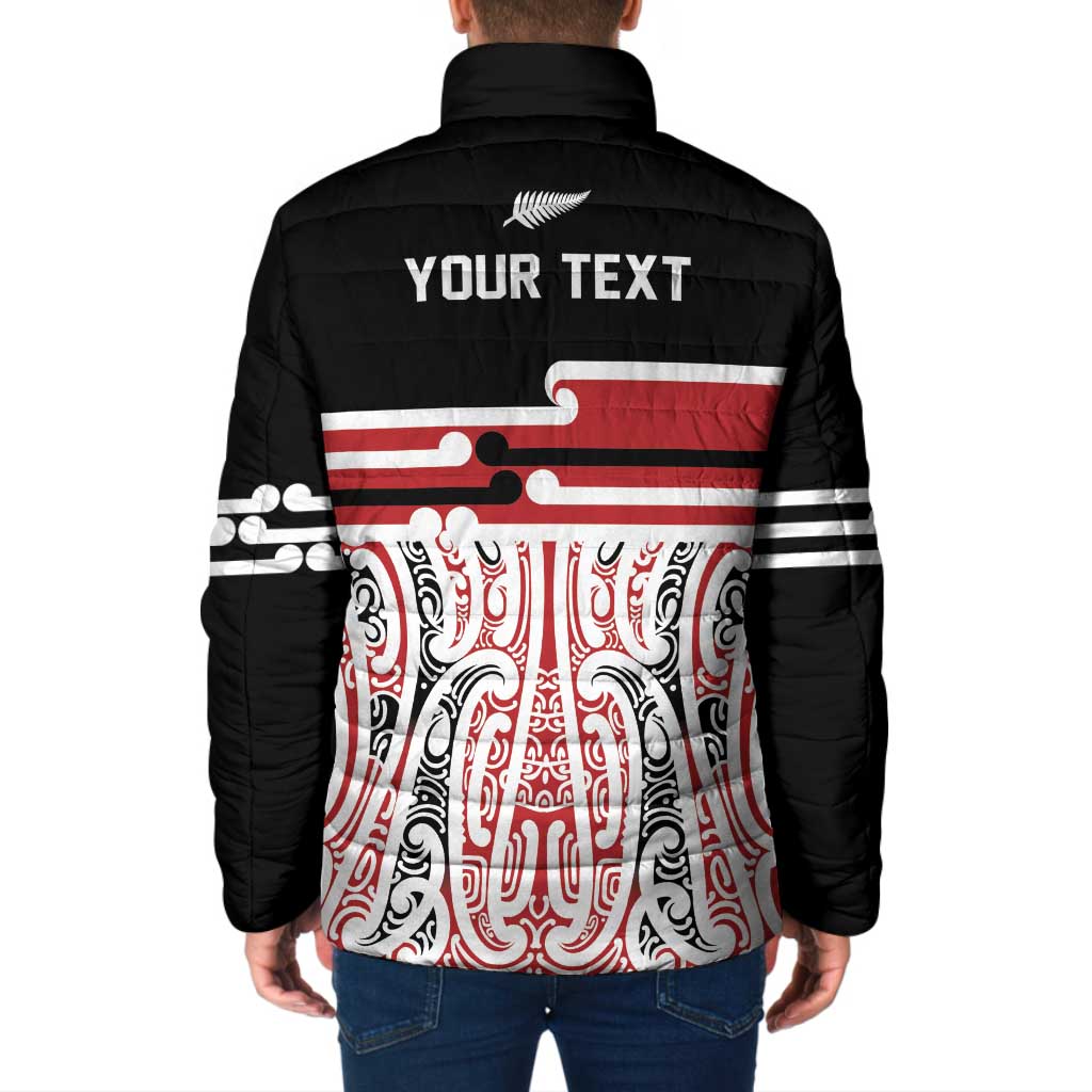 Personalised Toitu Te Tiriti Aotearoa 1840 Padded Jacket Red Kowhaiwhai Puhoro LT9 - Polynesian Pride