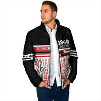 Personalised Toitu Te Tiriti Aotearoa 1840 Padded Jacket Red Kowhaiwhai Puhoro LT9 - Polynesian Pride