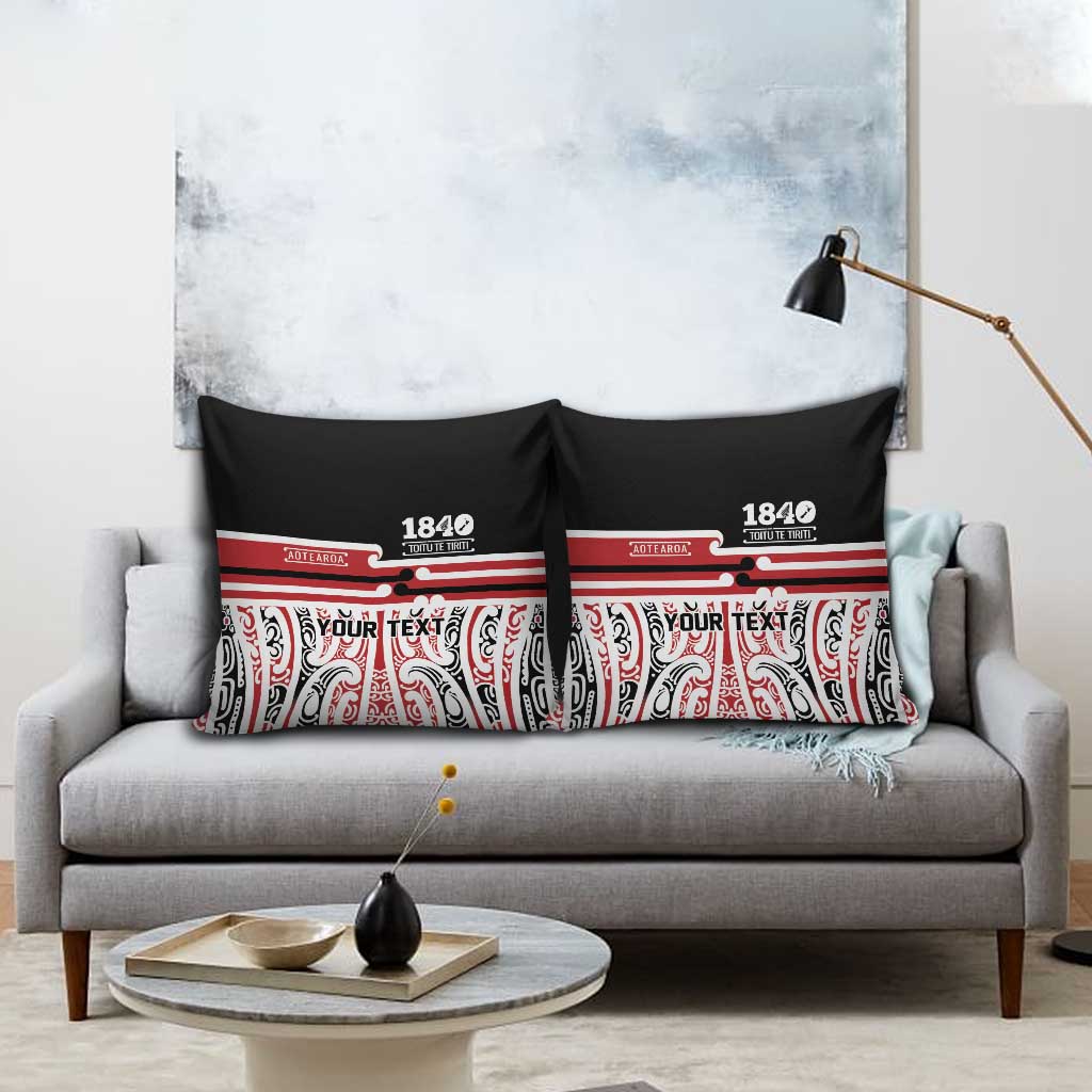 Personalised Toitu Te Tiriti Aotearoa 1840 Pillow Cover Red Kowhaiwhai Puhoro LT9 - Polynesian Pride