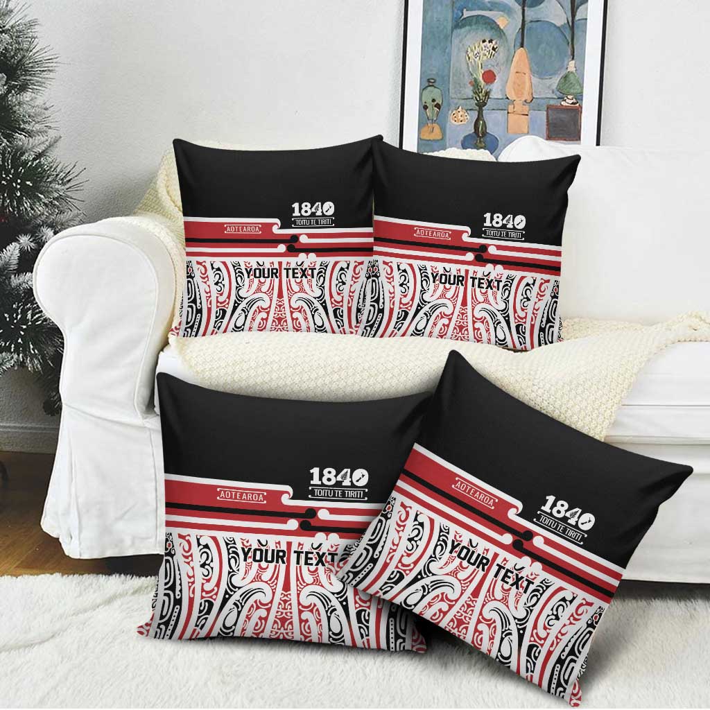 Personalised Toitu Te Tiriti Aotearoa 1840 Pillow Cover Red Kowhaiwhai Puhoro LT9 - Polynesian Pride
