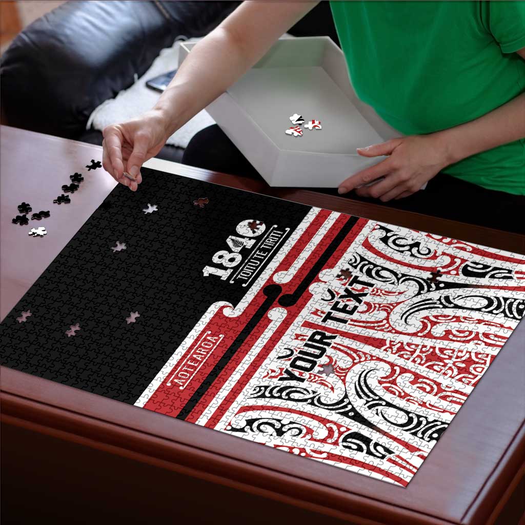 Personalised Toitu Te Tiriti Aotearoa 1840 Puzzle Red Kowhaiwhai Puhoro LT9 - Polynesian Pride