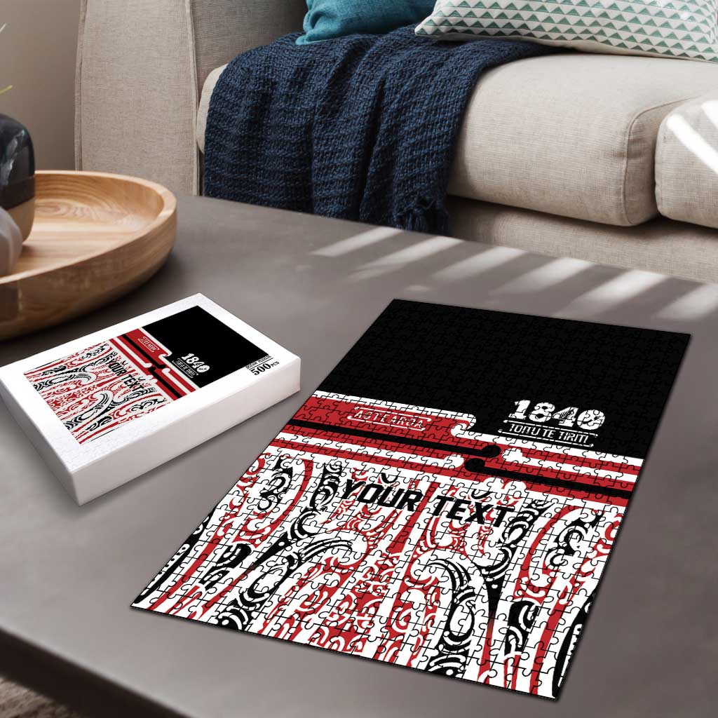 Personalised Toitu Te Tiriti Aotearoa 1840 Puzzle Red Kowhaiwhai Puhoro LT9 - Polynesian Pride