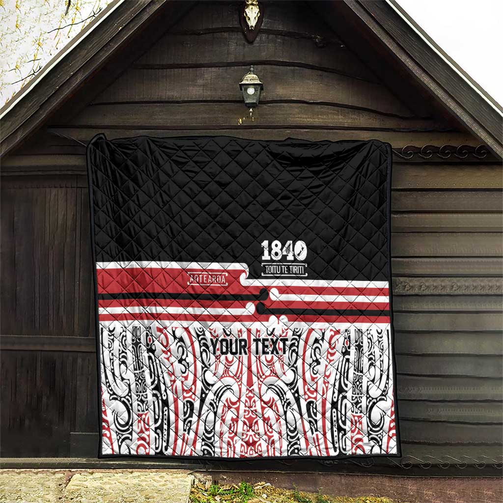 Personalised Toitu Te Tiriti Aotearoa 1840 Quilt Red Kowhaiwhai Puhoro - Polynesian Pride