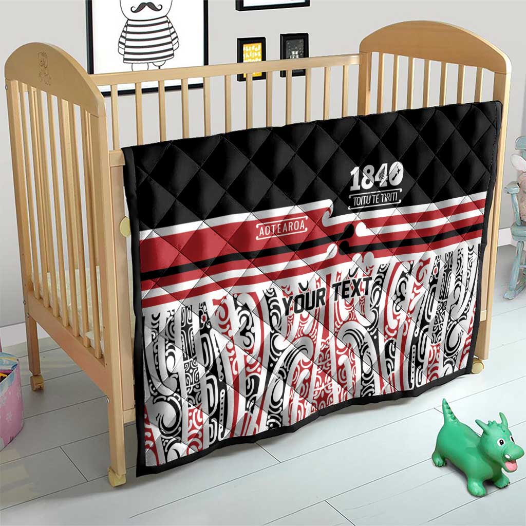 Personalised Toitu Te Tiriti Aotearoa 1840 Quilt Red Kowhaiwhai Puhoro - Polynesian Pride