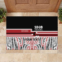 Personalised Toitu Te Tiriti Aotearoa 1840 Rubber Doormat Red Kowhaiwhai Puhoro - Polynesian Pride