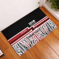 Personalised Toitu Te Tiriti Aotearoa 1840 Rubber Doormat Red Kowhaiwhai Puhoro - Polynesian Pride