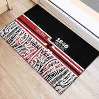 Personalised Toitu Te Tiriti Aotearoa 1840 Rubber Doormat Red Kowhaiwhai Puhoro - Polynesian Pride