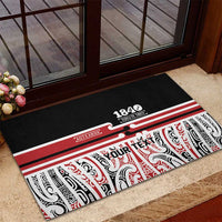 Personalised Toitu Te Tiriti Aotearoa 1840 Rubber Doormat Red Kowhaiwhai Puhoro - Polynesian Pride