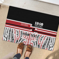 Personalised Toitu Te Tiriti Aotearoa 1840 Rubber Doormat Red Kowhaiwhai Puhoro - Polynesian Pride
