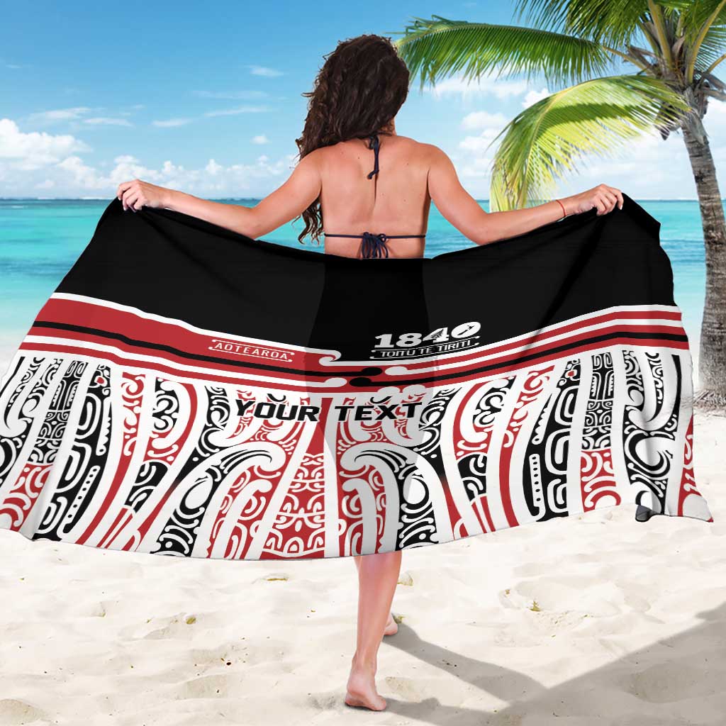 Personalised Toitu Te Tiriti Aotearoa 1840 Sarong Red Kowhaiwhai Puhoro - Polynesian Pride
