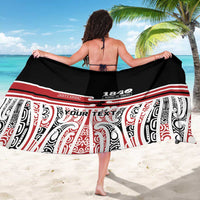 Personalised Toitu Te Tiriti Aotearoa 1840 Sarong Red Kowhaiwhai Puhoro - Polynesian Pride