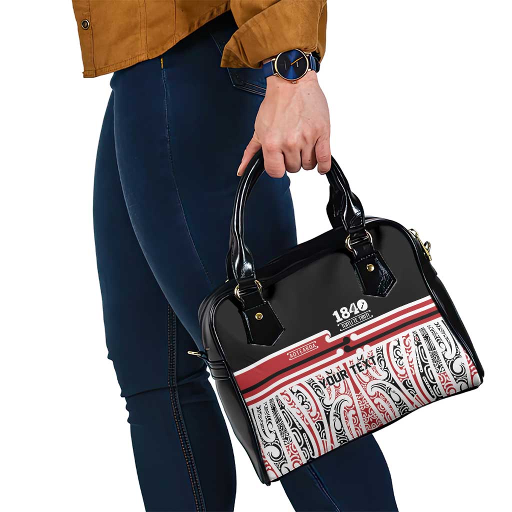 Personalised Toitu Te Tiriti Aotearoa 1840 Shoulder Handbag Red Kowhaiwhai Puhoro LT9 - Polynesian Pride