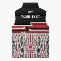 Personalised Toitu Te Tiriti Aotearoa 1840 Sleeveless Puffer Jacket Red Kowhaiwhai Puhoro LT9 - Polynesian Pride