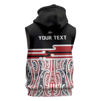 Personalised Toitu Te Tiriti Aotearoa 1840 Sleeveless Zip Hoodie Red Kowhaiwhai Puhoro LT9 - Polynesian Pride