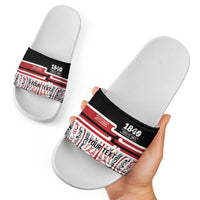 Personalised Toitu Te Tiriti Aotearoa 1840 Slide Sandals Red Kowhaiwhai Puhoro LT9 - Polynesian Pride