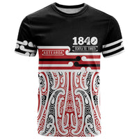 Personalised Toitu Te Tiriti Aotearoa 1840 T Shirt Red Kowhaiwhai Puhoro - Polynesian Pride
