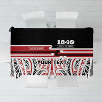 Personalised Toitu Te Tiriti Aotearoa 1840 Tablecloth Red Kowhaiwhai Puhoro LT9 Black - Polynesian Pride