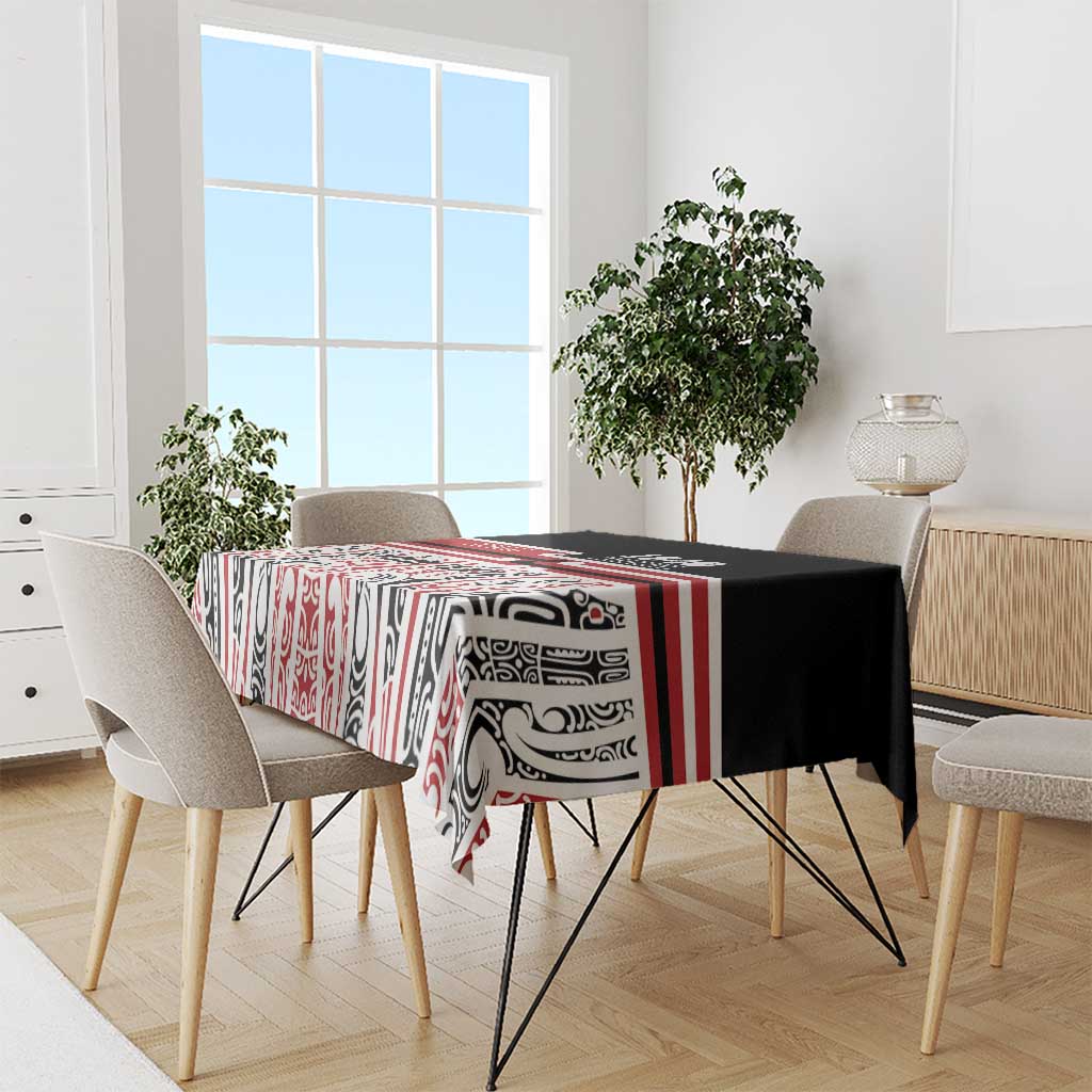 Personalised Toitu Te Tiriti Aotearoa 1840 Tablecloth Red Kowhaiwhai Puhoro LT9 - Polynesian Pride