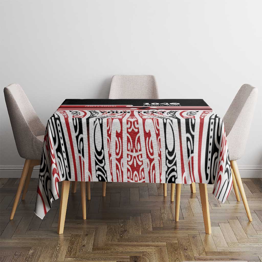 Personalised Toitu Te Tiriti Aotearoa 1840 Tablecloth Red Kowhaiwhai Puhoro LT9 - Polynesian Pride